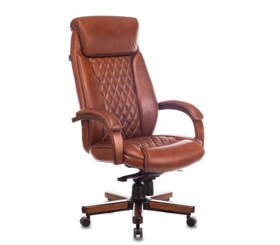 Кресло руководителя Бюрократ T-9924WALNUT светло-коричневый Leather Eichel кожа крестовина металл/дерево