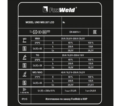 Сварочный полуавтомат UNO MIG 207 LCD
