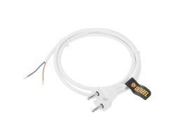 Шнур сетевой Energy Series, ПВС, 1,5 м, 2 x 1 мм, с неразборной вилкой, белый, Denzel