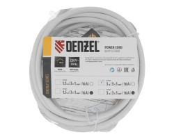 Шнур сетевой Energy Series, ПВС, 3 м, 3 x 1 мм, с неразборной вилкой, белый, Denzel-foto6