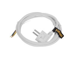 Шнур сетевой Energy Series, ПВС, 1,5 м, 3 x 1,5 мм, с неразборной вилкой, белый, Denzel