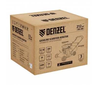 Скарификатор-аэратор бензиновый SAG-400, 212 см3, -15/+10 мм, 40 см Denzel Скарификатор-аэратор бензиновый SAG-400, 212 см3, -15/+10 мм, 40 см Denzel