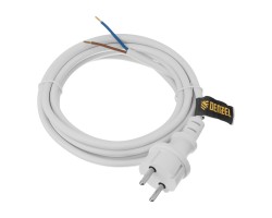 Шнур сетевой Energy Series, ПВС, 3 м, 2 x 1,5 мм, с неразборной вилкой, белый, Denzel