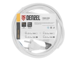 Шнур сетевой Energy Series, ПВС, 3 м, 2 x 1 мм, с неразборной вилкой, белый, Denzel-foto6