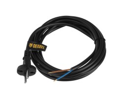 Шнур сетевой Energy Series, ПВС, 3 м, 2 x 1,5 мм, с неразборной вилкой, черный, Denzel