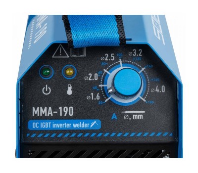 Инвертор сварочный SOLARIS MMA-190 (230В, 20-190 А, 69В, электроды диам. 1.6-4.0 мм, вес 3.4 кг) (MMA-190) Инвертор сварочный SOLARIS MMA-190 (230В, 20-190 А, 69В, электроды диам. 1.6-4.0 мм, вес 3.4 кг) (MMA-190)