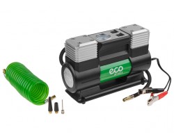Компрессор автомобильный ECO AE-028-2 (12 В, 280 Вт, 70 л/мин, 2 цилиндра, 10 бар (манометр 7 бар), фонарь, сумка) (AE-028-2)