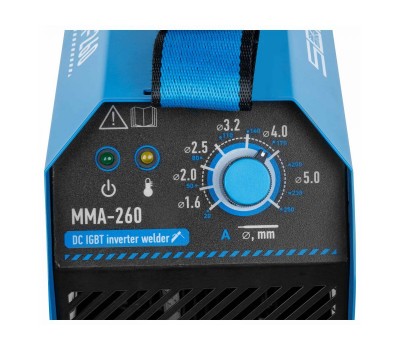 Инвертор сварочный SOLARIS MMA-260 (230В, 20-250 А, 69В, электроды диам. 1.6-5.0 мм, вес 4.3 кг) (MMA-260)