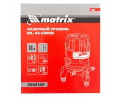 Лазерный уровень ML 06 Green, 30 м, 520 нм, аккумулятор Li 2800 мАч, резьба 5/8 Matrix-foto14