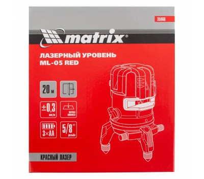 Лазерный уровень ML 05 Red, 20 м, 635 нм, резьба 5/8 Matrix