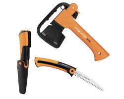 Набор FISKARS универсальный топор Х5+пила+универсальный нож