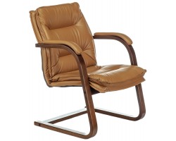 Кресло Бюрократ T-9927WALNUT-AV горчичный кожа полозья дерево