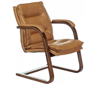 Кресло Бюрократ T-9927WALNUT-AV горчичный кожа полозья дерево