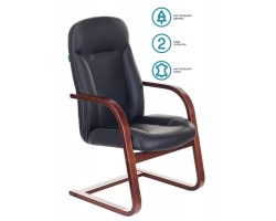 Кресло Бюрократ T-9923WALNUT-AV черный кожа полозья дерево