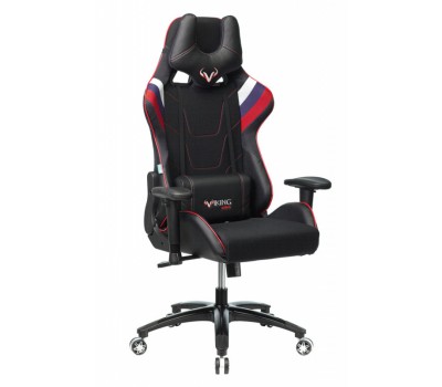 Кресло игровое Zombie VIKING 4 AERO белый/синий/красный текстиль/эко.кожа с подголов. крестовина пластик
