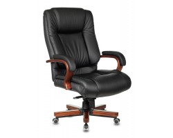 Кресло руководителя Бюрократ T-9925WALNUT черный кожа крестовина металл/дерево