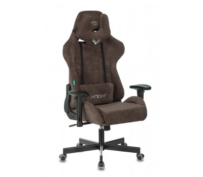 Кресло игровое Zombie VIKING KNIGHT Fabric темно-коричневый Light-10 с подголов. крестовина металл