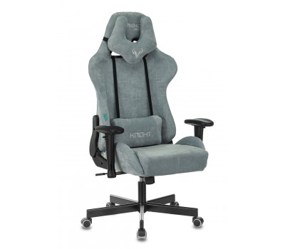 Кресло игровое Zombie VIKING KNIGHT Fabric серо-голубой Light-28 с подголов. крестовина металл