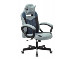 Кресло игровое Zombie VIKING 6 KNIGHT Fabric голубой с подголов. крестовина металл