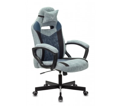 Кресло игровое Zombie VIKING 6 KNIGHT Fabric голубой с подголов. крестовина металл