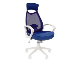 Кресло для руководителя CHAIRMAN CH 840 white синее