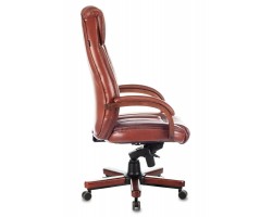 Кресло руководителя Бюрократ T-9922WALNUT светло-коричневый Leather Eichel кожа крестовина металл/дерево-foto3