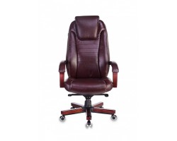 Кресло руководителя Бюрократ T-9923WALNUT коричневый кожа крестовина металл/дерево-foto2
