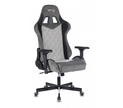 Кресло игровое Zombie VIKING 7 KNIGHT Fabric серый Loft ромбик текстиль/эко.кожа с подголов. крестовина металл