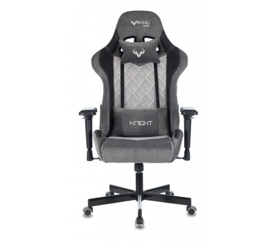 Кресло игровое Zombie VIKING 7 KNIGHT Fabric серый Loft ромбик текстиль/эко.кожа с подголов. крестовина металл