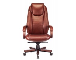 Кресло руководителя Бюрократ T-9923WALNUT светло-коричневый Leather Eichel кожа крестовина металл/дерево-foto2
