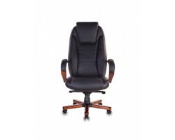 Кресло руководителя Бюрократ T-9923MAHOGANY черный кожа крестовина металл/дерево-foto2