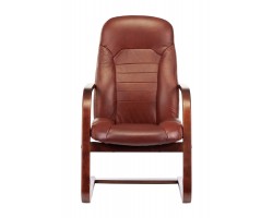 Кресло Бюрократ T-9923WALNUT-AV светло-коричневый Leather Eichel кожа полозья дерево-foto2