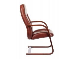 Кресло Бюрократ T-9923WALNUT-AV светло-коричневый Leather Eichel кожа полозья дерево-foto3