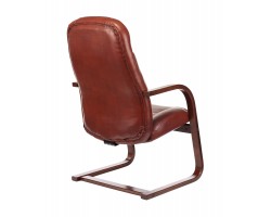 Кресло Бюрократ T-9923WALNUT-AV светло-коричневый Leather Eichel кожа полозья дерево-foto4