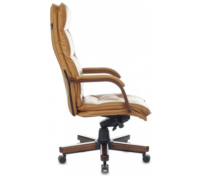 Кресло руководителя Бюрократ T-9927WALNUT горчичный кожа крестовина металл/дерево