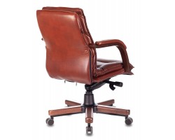 Кресло руководителя Бюрократ T-9927WALNUT-LOW светло-коричневый Leather Eichel кожа низк.спин. крестовина металл/дерево-foto4
