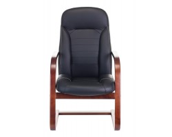 Кресло Бюрократ T-9923WALNUT-AV черный кожа полозья дерево-foto2