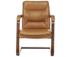 Кресло Бюрократ T-9927WALNUT-AV горчичный кожа полозья дерево-foto2