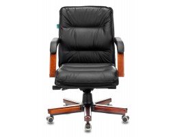 Кресло руководителя Бюрократ T-9927WALNUT-LOW черный кожа низк.спин. крестовина металл/дерево-foto2